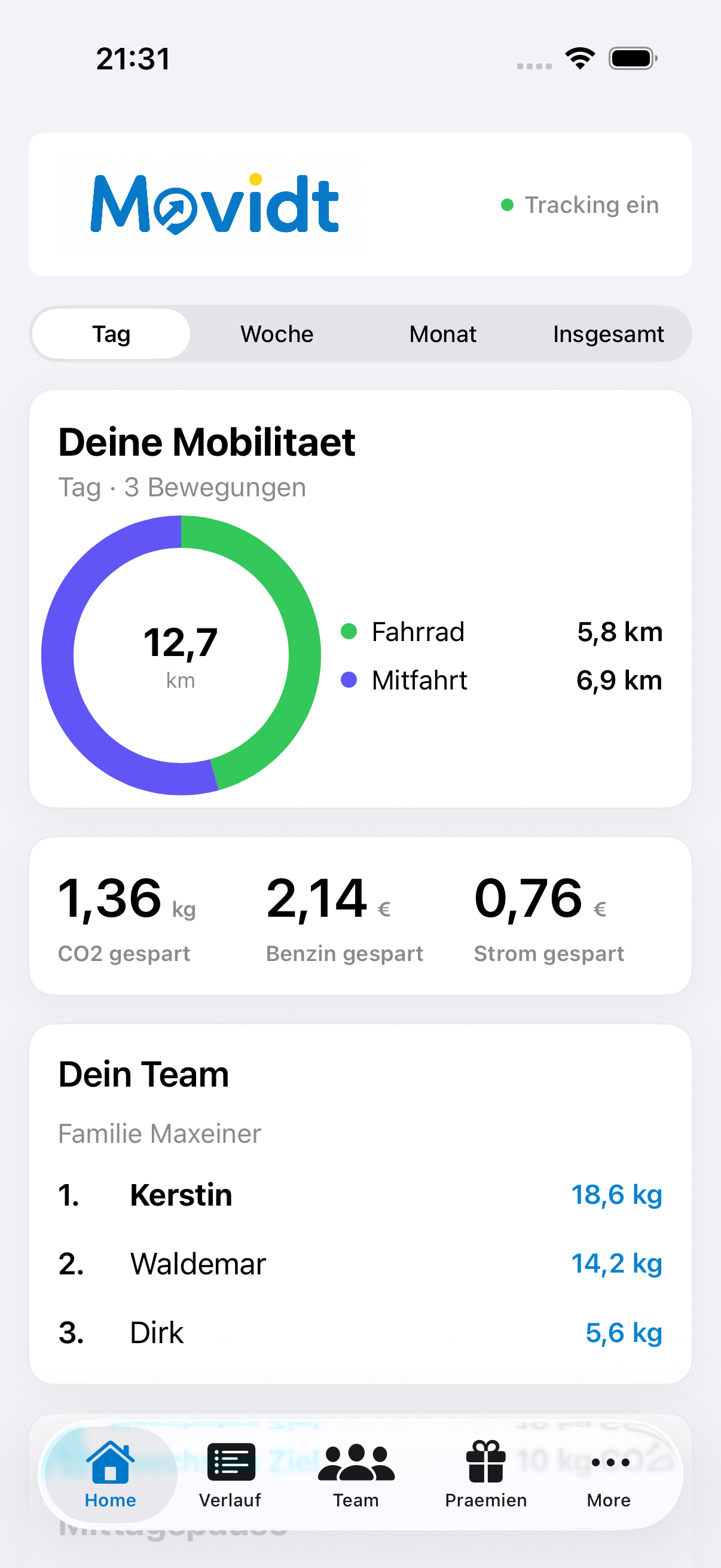 Movidt App: Dein Überblick