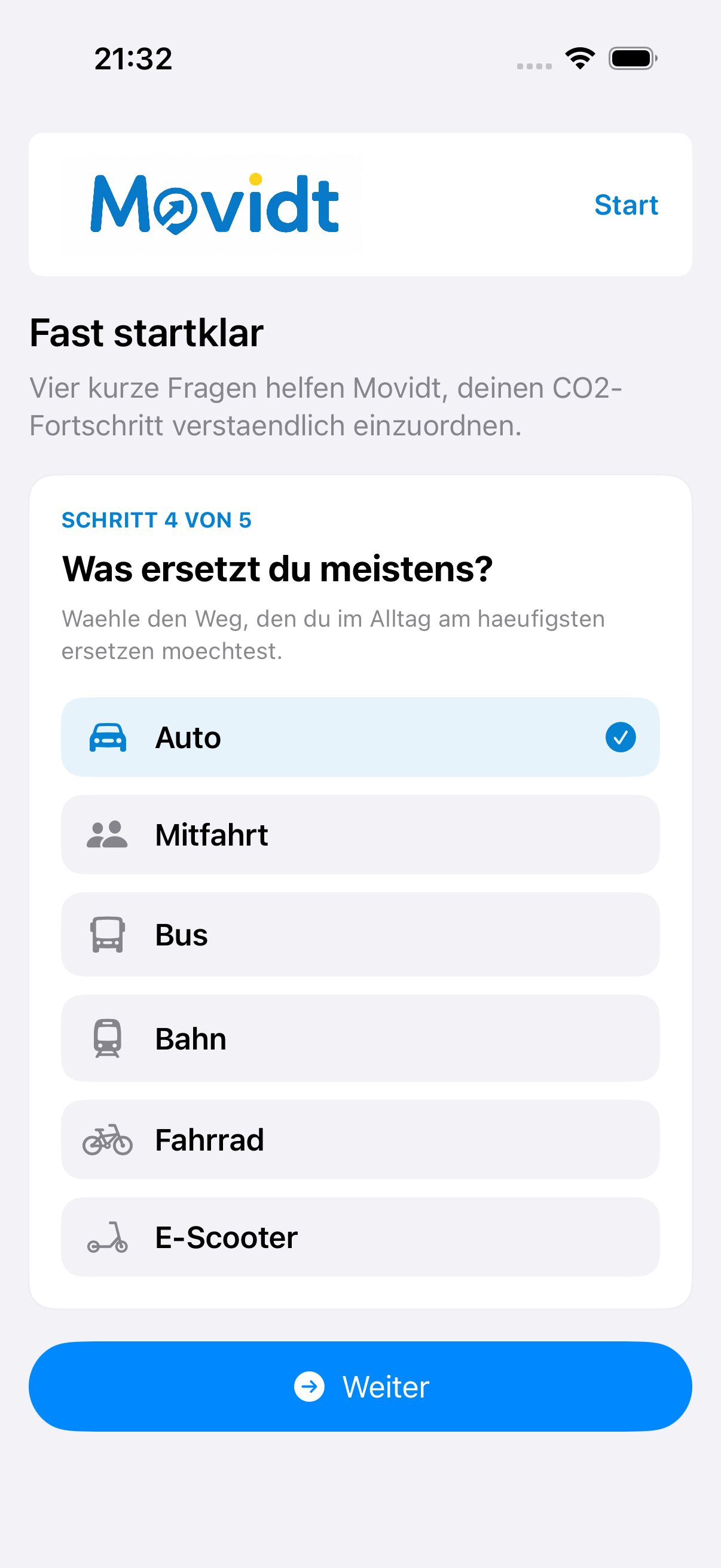 Movidt App: Startklar